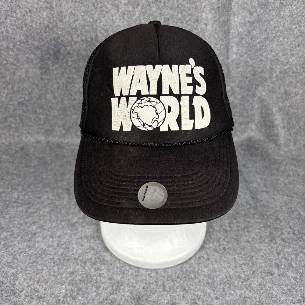Otto Wayne's World Trucker Hat One Size Black Mesh Snapback Movie Promo Cap 90s